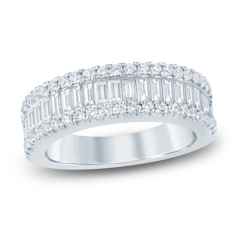 Main Image 1 of Baguette & Round-Cut Lab-Grown Diamond Anniversary Ring 1-1/2 ct tw 14K White Gold