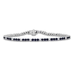 Blue Lab-Created Sapphire & White Lab-Created Sapphire Line Bracelet Sterling Silver 7.5"