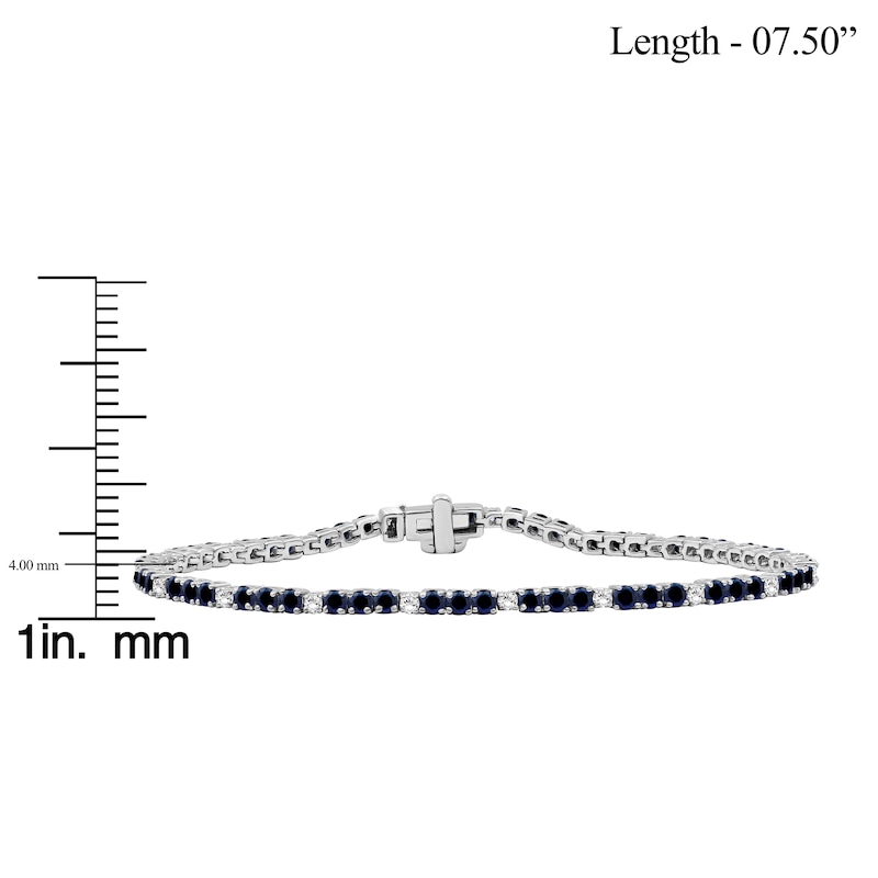Main Image 3 of Blue Lab-Created Sapphire & White Lab-Created Sapphire Line Bracelet Sterling Silver 7.5"