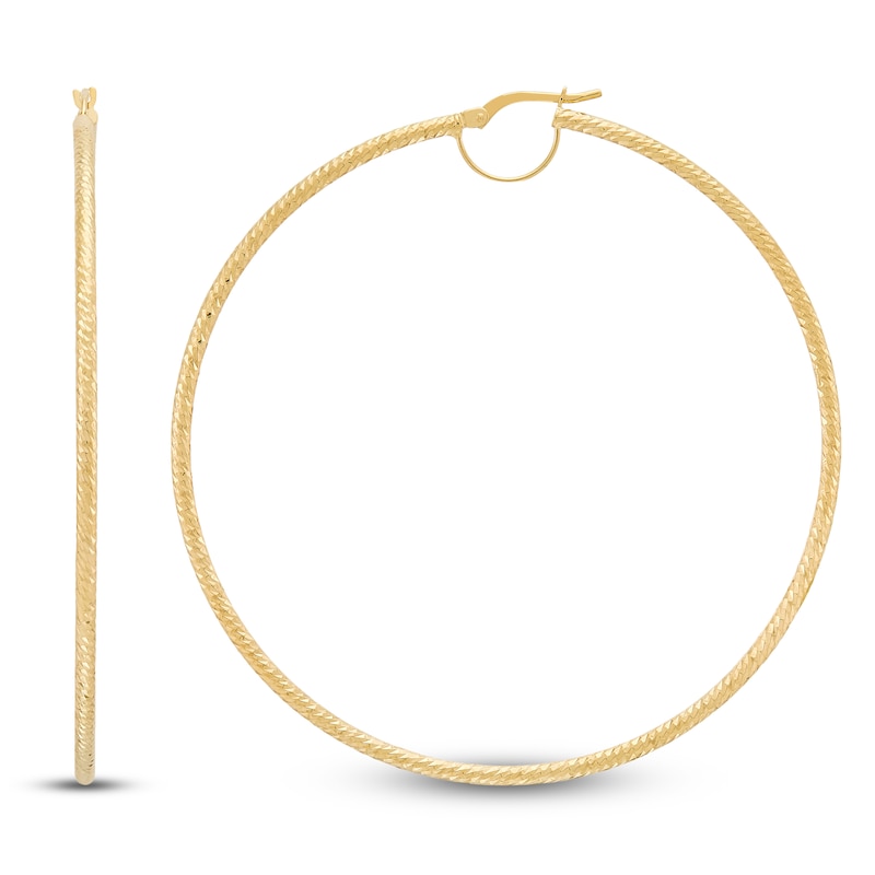 Main Image 1 of Diamond-Cut Hoop Earrings 10K Yellow Gold 60mm