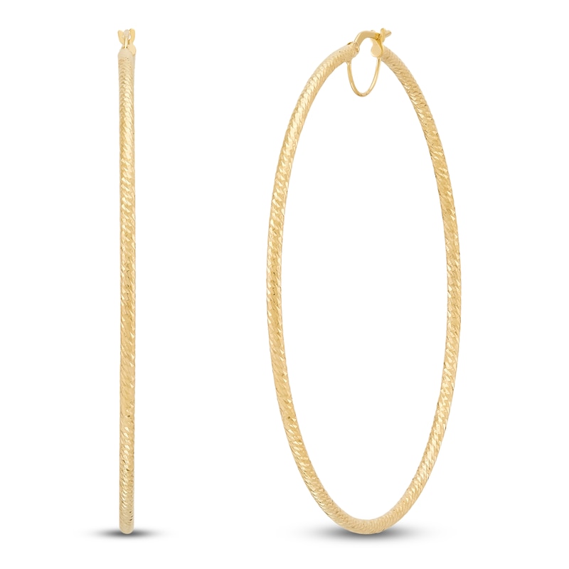 Main Image 2 of Diamond-Cut Hoop Earrings 10K Yellow Gold 60mm