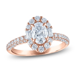 Vera Wang VOW Oval-Cut Diamond Halo Engagement Ring 1-1/2 ct tw 14K Rose Gold