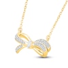 Thumbnail Image 2 of Baguette & Round-Cut Diamond Bow Necklace 1/10 ct tw 10K Yellow Gold 18"