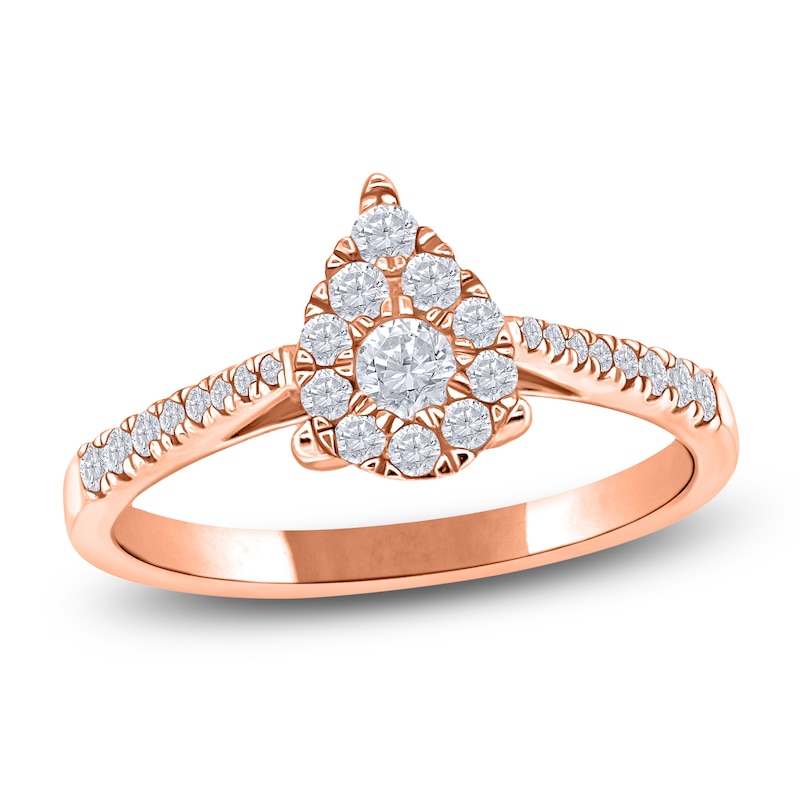 Main Image 1 of Multi-Diamond Pear-Shaped Promise Ring 1/3 ct tw 10K Rose Gold