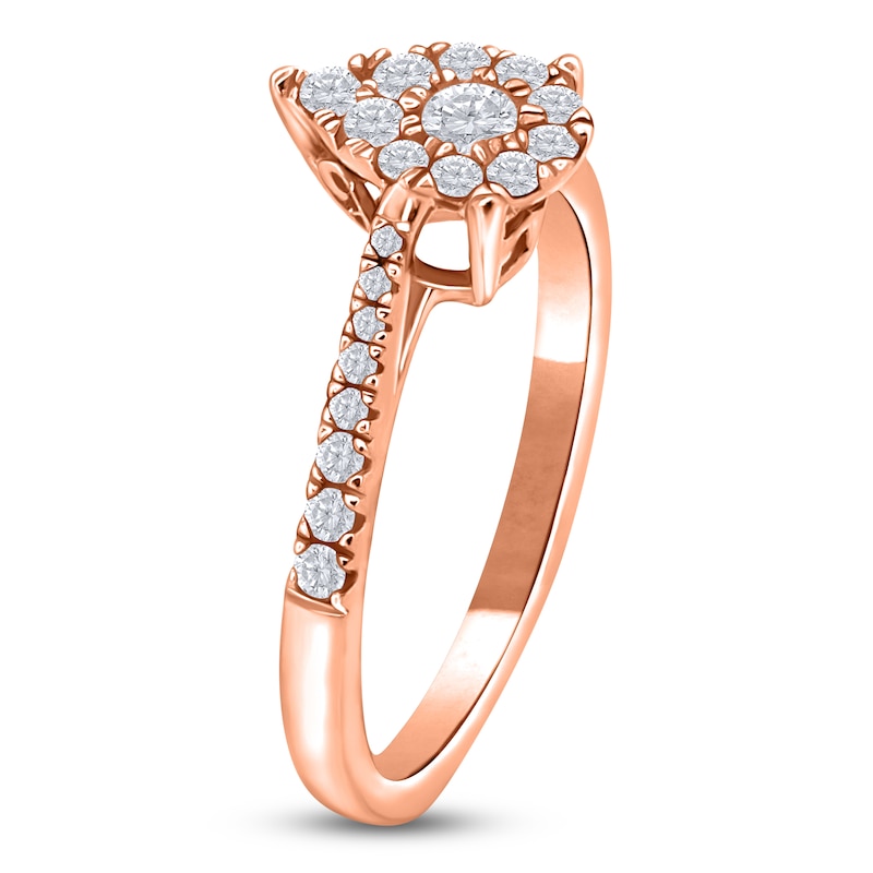 Main Image 2 of Multi-Diamond Pear-Shaped Promise Ring 1/3 ct tw 10K Rose Gold