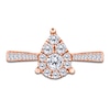 Thumbnail Image 3 of Multi-Diamond Pear-Shaped Promise Ring 1/3 ct tw 10K Rose Gold