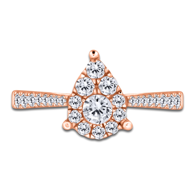 Main Image 3 of Multi-Diamond Pear-Shaped Promise Ring 1/3 ct tw 10K Rose Gold