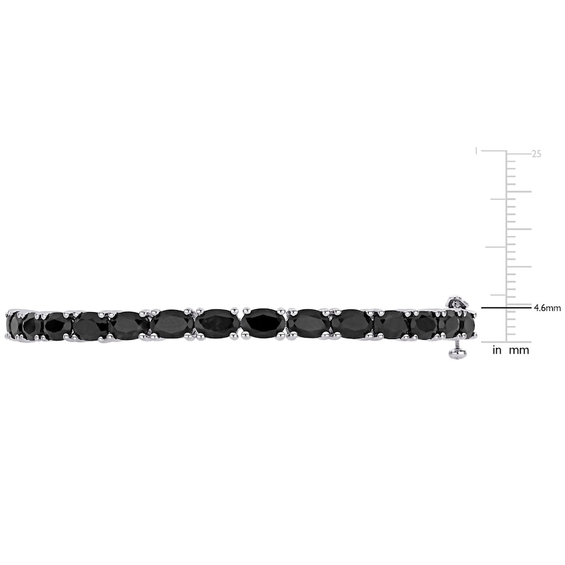 Main Image 3 of Oval-Cut Natural Black Sapphire Bangle Bracelet Sterling Silver 7.5"
