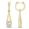 Thumbnail Image 1 of Shy ICON Lumeria Baguette & Round-Cut Multi-Diamond Drop Hoop Earrings 1/3 ct tw 14K Yellow Gold