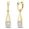 Thumbnail Image 2 of Shy ICON Lumeria Baguette & Round-Cut Multi-Diamond Drop Hoop Earrings 1/3 ct tw 14K Yellow Gold