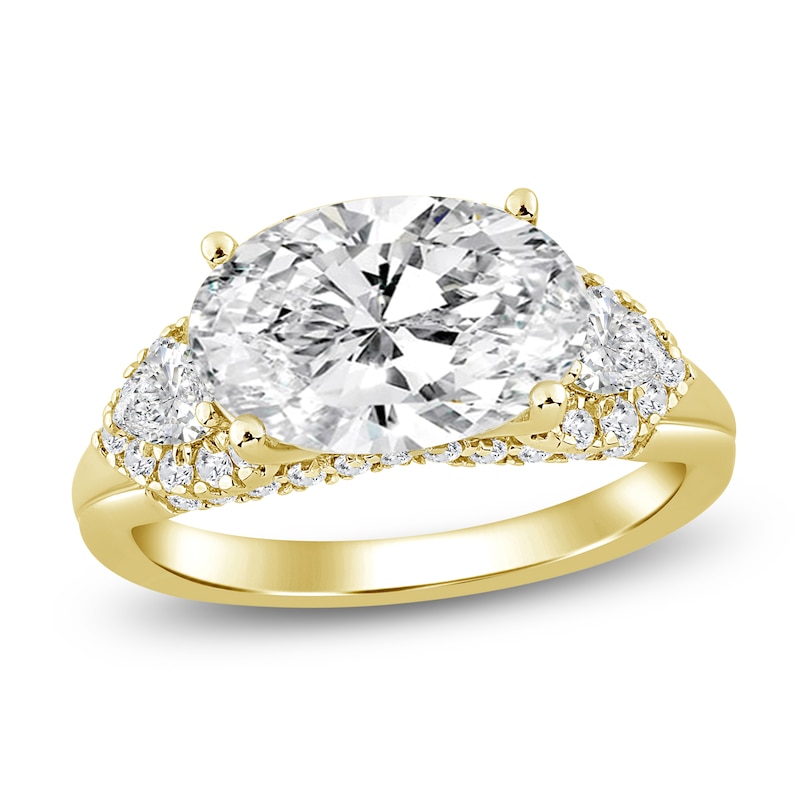 Main Image 1 of Oval-Cut Lab-Grown Diamond East-West Engagement Ring 3-3/4 ct tw 14K Yellow Gold