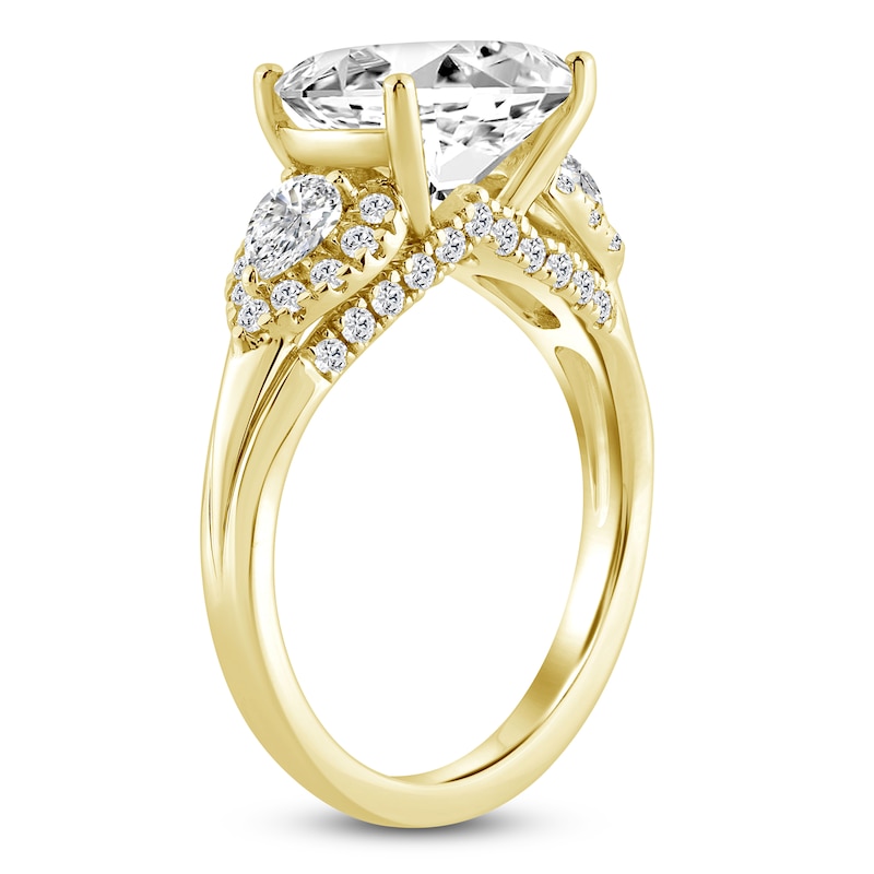 Main Image 2 of Oval-Cut Lab-Grown Diamond East-West Engagement Ring 3-3/4 ct tw 14K Yellow Gold