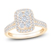 Thumbnail Image 1 of Certified Multi-Diamond Cushion Halo Engagement Ring 1 ct tw 14K Yellow Gold
