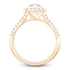 Thumbnail Image 2 of Certified Multi-Diamond Cushion Halo Engagement Ring 1 ct tw 14K Yellow Gold
