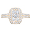 Thumbnail Image 3 of Certified Multi-Diamond Cushion Halo Engagement Ring 1 ct tw 14K Yellow Gold