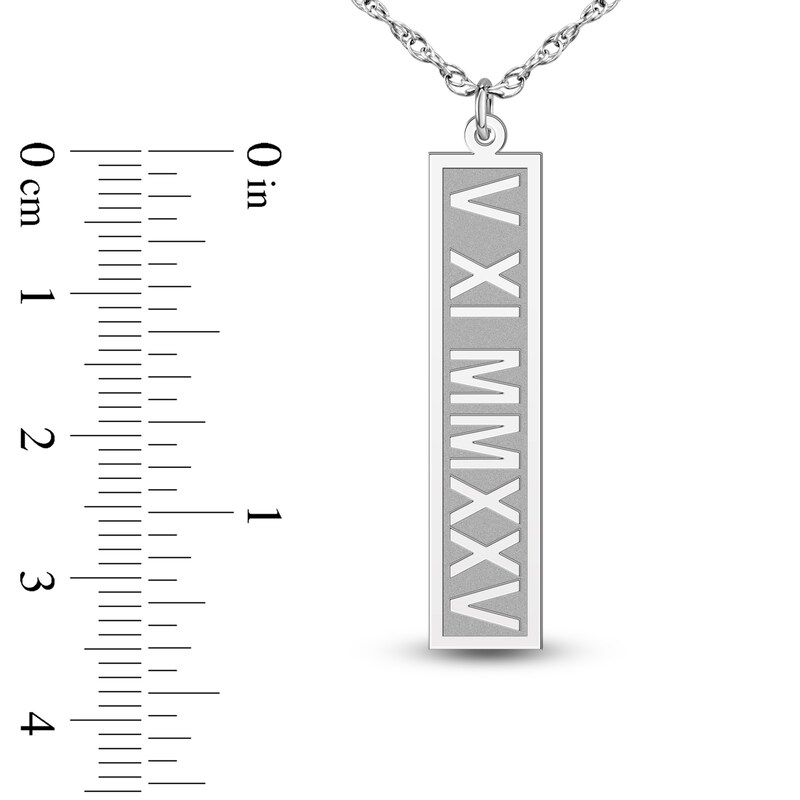 Main Image 4 of Roman Numeral Date Vertical Tag Necklace Sterling Silver 18"