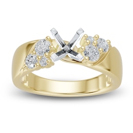 Certified Diamond Cluster Engagement Ring Setting 1/2 ct tw 14K Yellow Gold