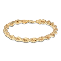 Silk Rope Chain Bracelet 5.7mm Solid 14K Yellow Gold 7.5"