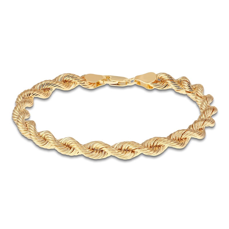 Main Image 1 of Silk Rope Chain Bracelet 5.7mm Solid 14K Yellow Gold 7.5"