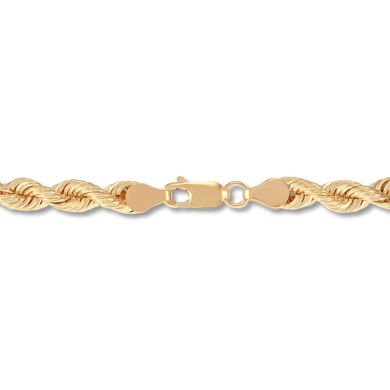 Main Image 2 of Silk Rope Chain Bracelet 5.7mm Solid 14K Yellow Gold 7.5"