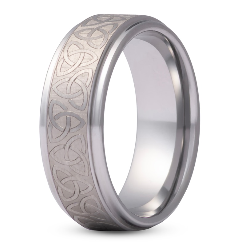 Main Image 2 of Men's Celtic Knot Engraved Satin Finish Wedding Band Tungsten Carbide 8mm
