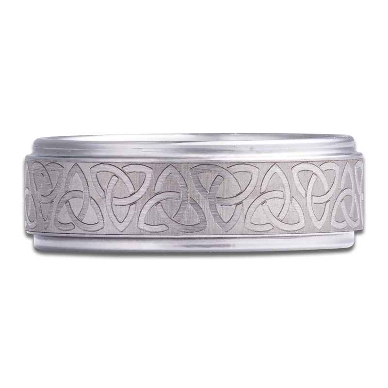 Main Image 3 of Men's Celtic Knot Engraved Satin Finish Wedding Band Tungsten Carbide 8mm