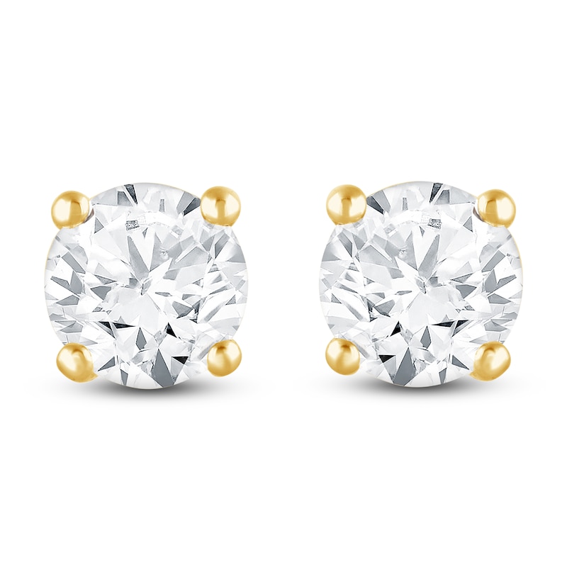 Main Image 3 of Round-Cut Lab-Grown Diamond Solitaire Stud Earrings 4 ct tw 14K Yellow Gold (SI2/F)