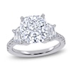 Thumbnail Image 1 of Cushion & Trapezoid-Cut Lab-Grown Diamond Three-Stone Engagement Ring 5-1/3 ct tw 14K White Gold