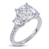 Thumbnail Image 2 of Cushion & Trapezoid-Cut Lab-Grown Diamond Three-Stone Engagement Ring 5-1/3 ct tw 14K White Gold