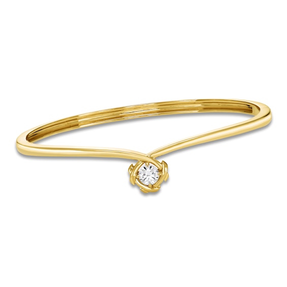 Unspoken Diamond Solitaire Bangle Bracelet 1/2 ct tw 14K Yellow Gold 7" (I1/I)