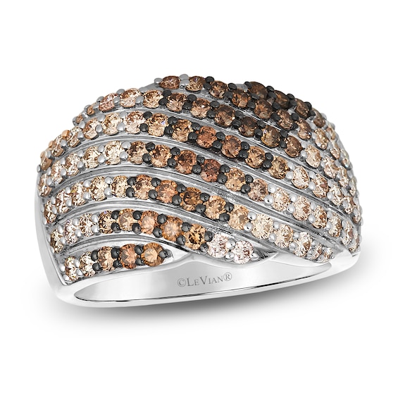 Le Vian Chocolate Ombré Diamond Multi-Row Ring 1-5/8 ct tw 14K Vanilla Gold
