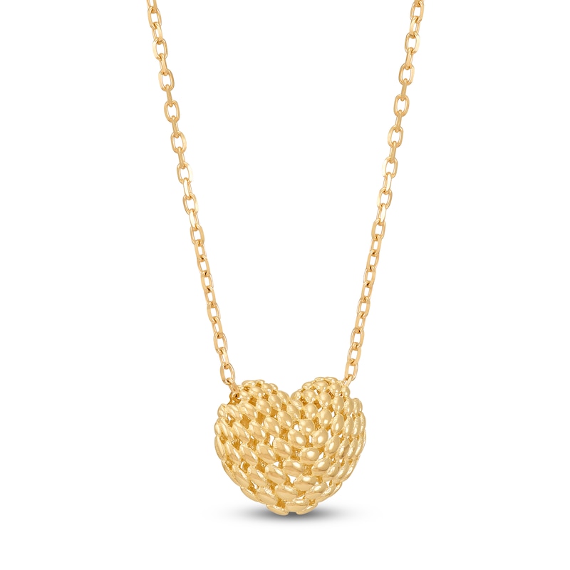 Main Image 2 of Italia D'Oro Woven Heart Necklace Hollow 14K Yellow Gold 18"