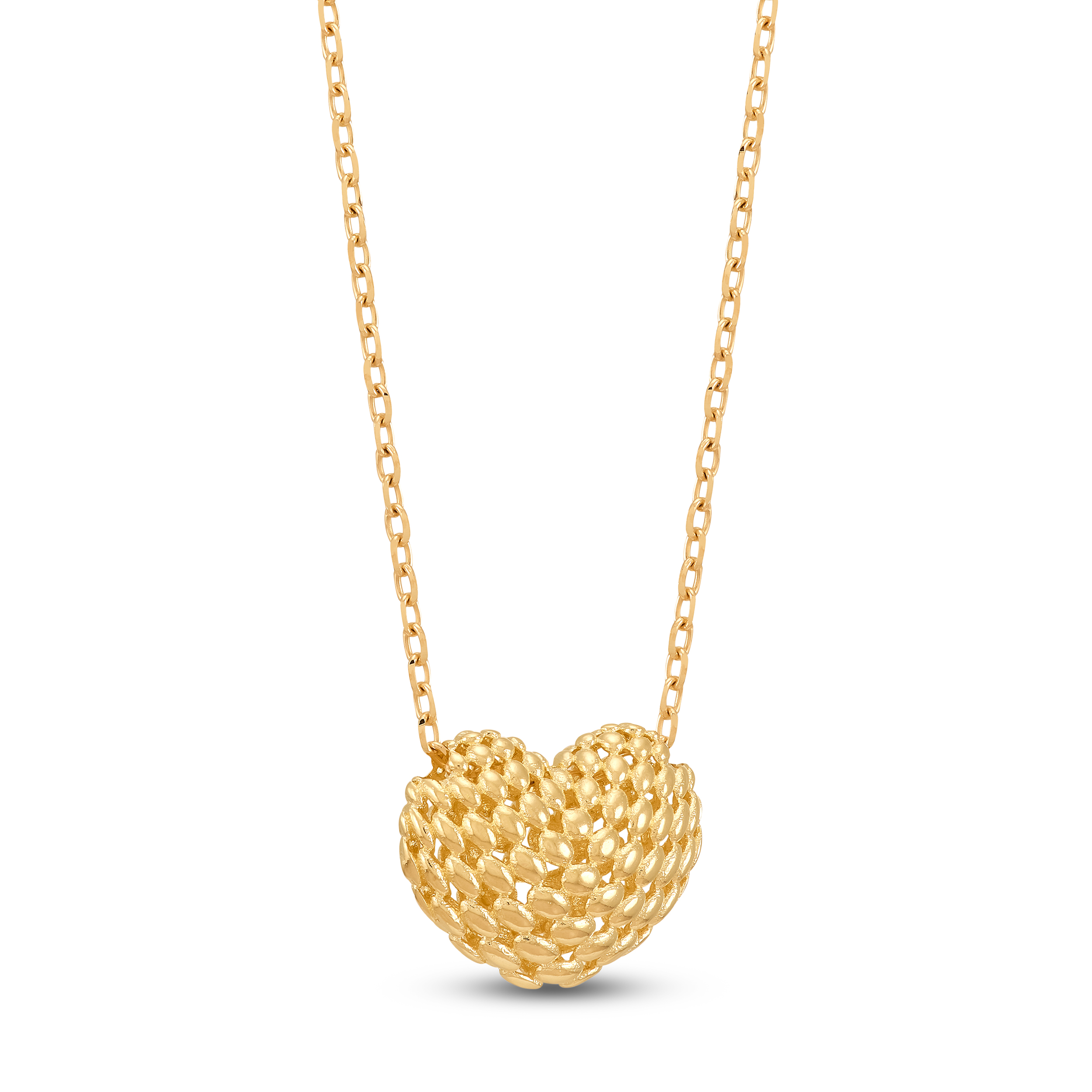 Main Image 4 of Italia D'Oro Woven Heart Necklace Hollow 14K Yellow Gold 18"