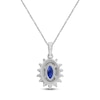 Thumbnail Image 3 of Oval-Cut Natural Blue Sapphire & Diamond Starburst Halo Necklace 1/5 ct tw 14K White Gold 18"