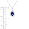 Thumbnail Image 6 of Oval-Cut Natural Blue Sapphire & Diamond Starburst Halo Necklace 1/5 ct tw 14K White Gold 18"
