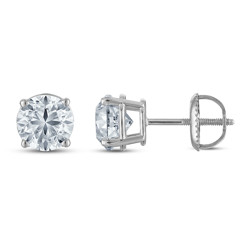 Main Image 1 of Jared Signature Certified Round-Cut Lab-Grown Diamond Solitaire Stud Earrings 2 ct tw 14K White Gold (VS2/F)