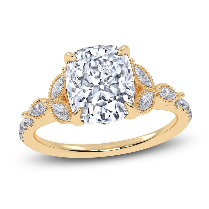 Main Image 1 of Certified Cushion-Cut Lab-Grown Diamond Engagement Ring 2-1/3 ct tw 14K Yellow Gold
