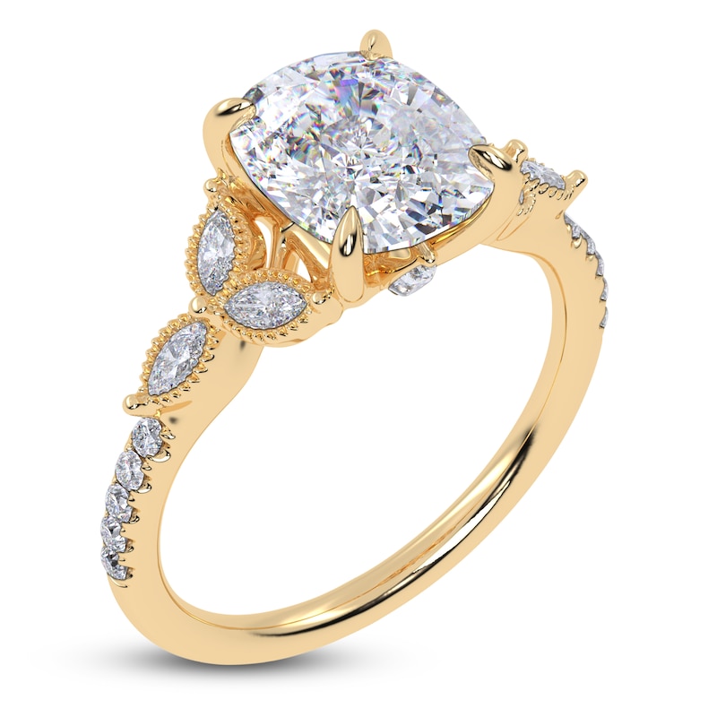 Main Image 2 of Certified Cushion-Cut Lab-Grown Diamond Engagement Ring 2-1/3 ct tw 14K Yellow Gold