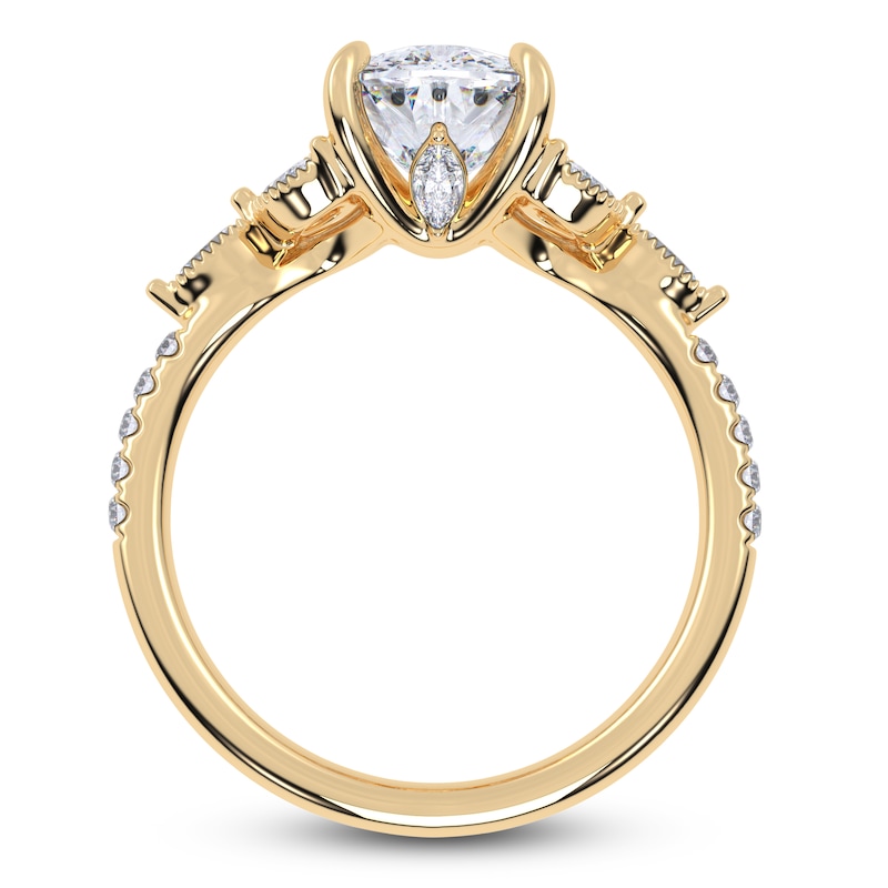 Main Image 4 of Certified Cushion-Cut Lab-Grown Diamond Engagement Ring 2-1/3 ct tw 14K Yellow Gold
