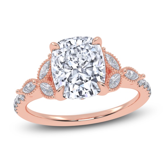 Certified Cushion-Cut Lab-Grown Diamond Engagement Ring 2-1/3 ct tw 14K Rose Gold