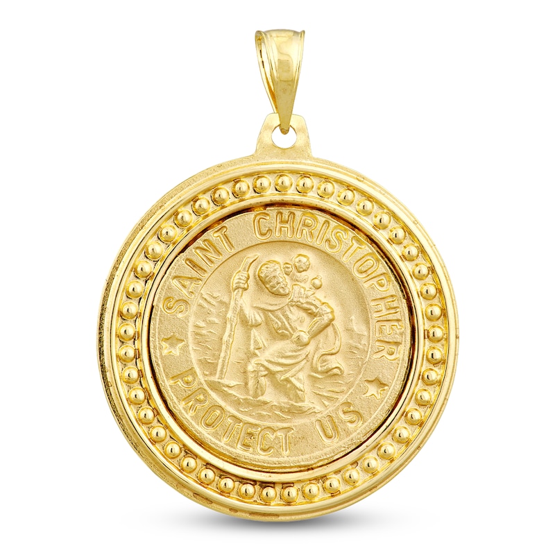 Main Image 1 of Saint Christopher Medal Charm Semi-Solid 14K Yellow Gold
