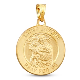 Saint Joseph Medal Charm Semi-Solid 14K Yellow Gold