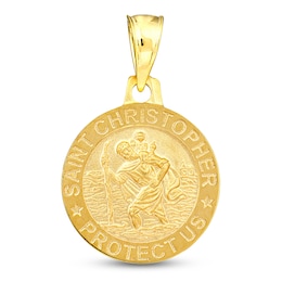 Saint Christopher Medal Charm Semi-Solid 14K Yellow Gold