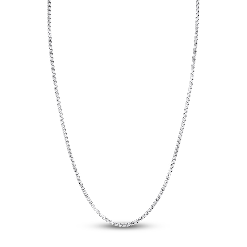 Main Image 1 of Shy Creation 2.7mm Men's Diamond Clasp Box Chain Necklace 1/20 ct tw 14K White Gold 22" BM00081M2.7Z22