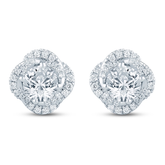 Pnina Tornai Lab-Grown Diamond Rose Halo Stud Earrings 1-7/8 ct tw 14K White Gold