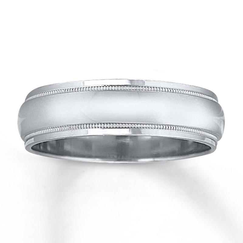 Wedding Band 14K White Gold 6mm