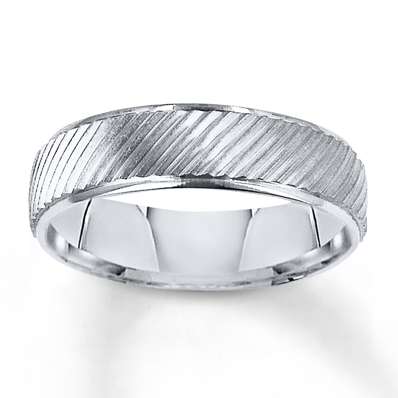 Wedding Band 14K White Gold 6mm