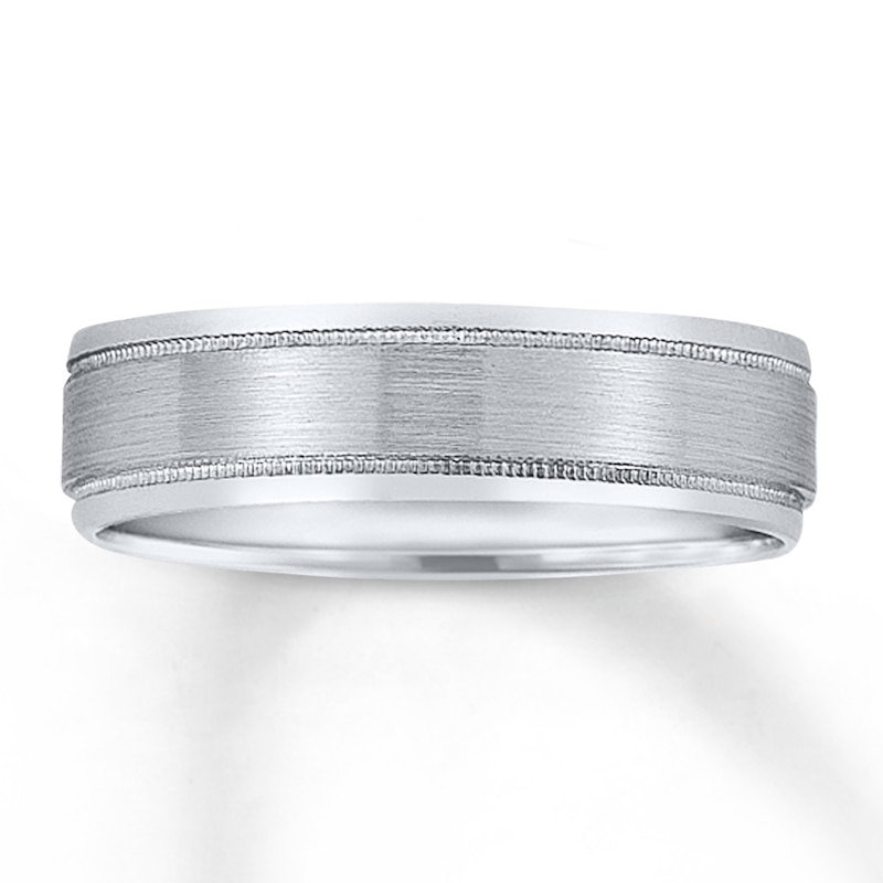 Wedding Band 14K White Gold 6mm