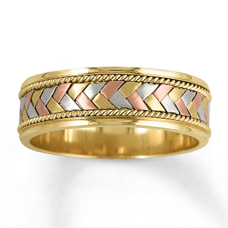 Main Image 1 of Wedding Band 14K Tri-Color Gold 7mm