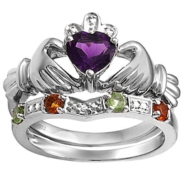 Birthstone Claddagh Family & Mother's Ring (3-5 Stones)